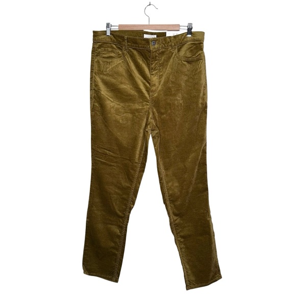 LOFT Green Velvet Slim Pockets Skinny Pants Size 16 NWT - Picture 1 of 8